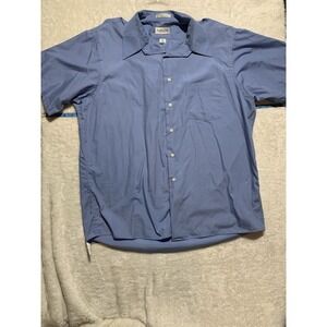 Van Huesen Men's Dress Shirt‎ Blue Short Sleeve XXL
